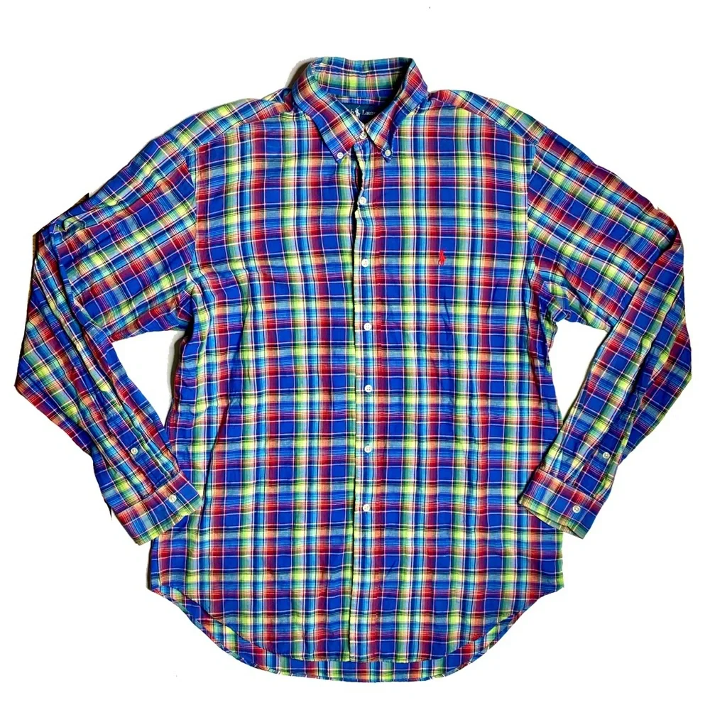 Polo Ralph Lauren Classic Plaid Long Sleeve Button Up Shirt